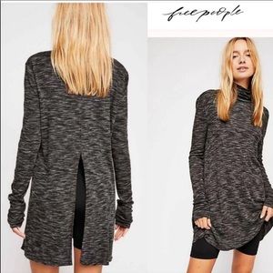 We The Free long sleeve turtle neck split back long sweater with raw hem